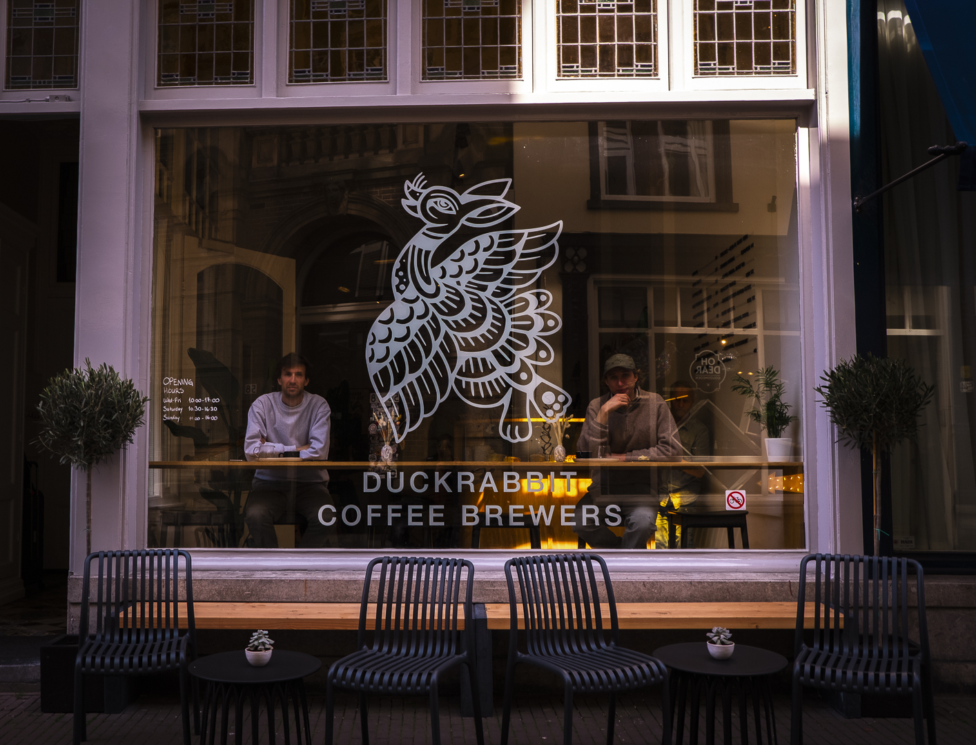 Shop window with DuckRabbit coffee brewers written on it