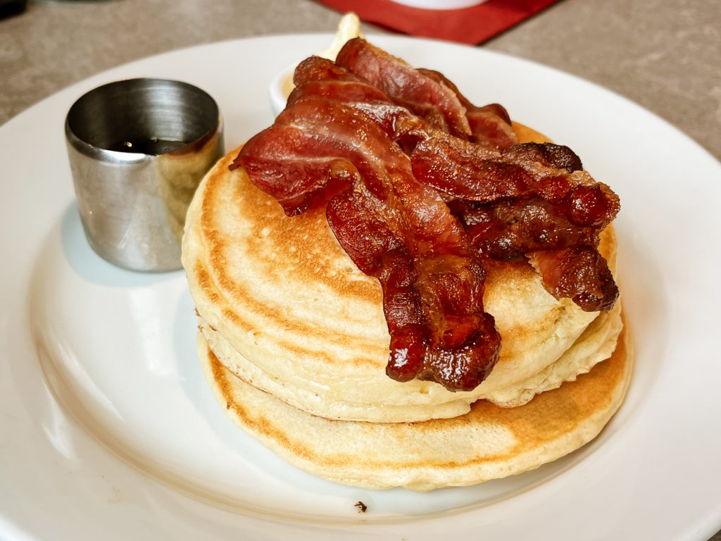 Pancaked topped with bacon
